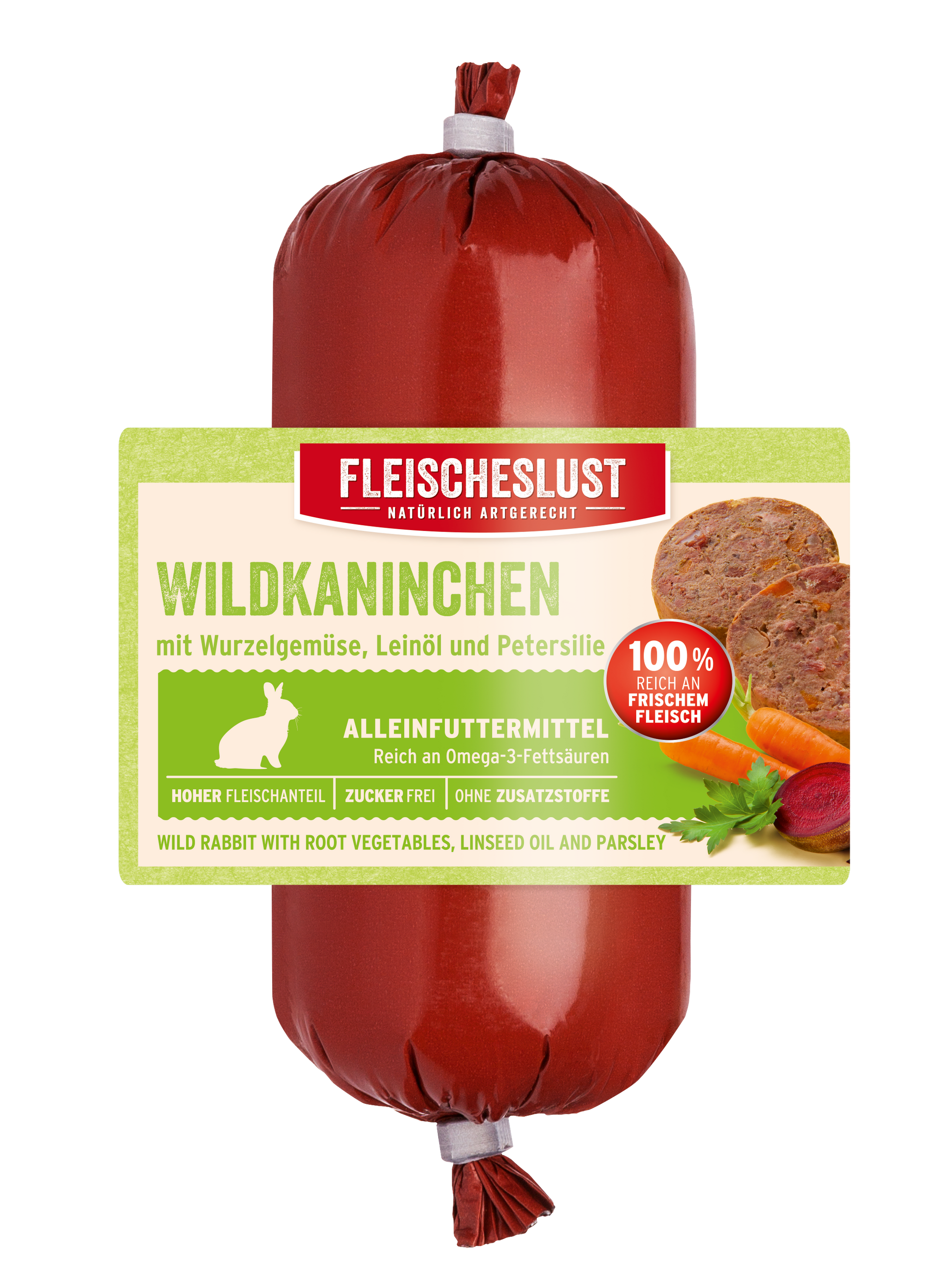 Wild rabbit with root vegetables, linseed oil and parsley – Fleischeslust  Tiernahrung Onlineshop