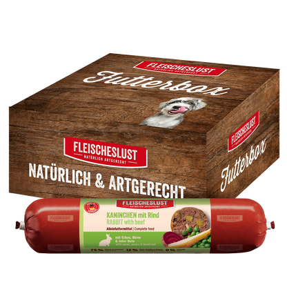 Futterbox Kaninchen mit Rind (6x800g) Alleinfutter